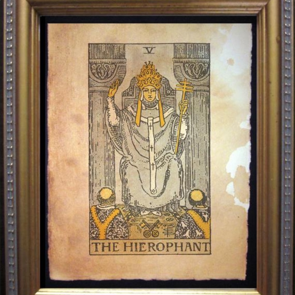 The Hierophant Tarot Card Art Print Tea Stained